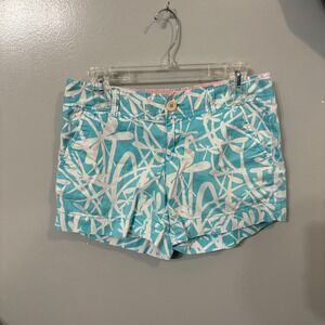 Lilly Pulitzer Callahan Shorts Blue Turquoise‎ White Dragonfly Print (Women's 4)